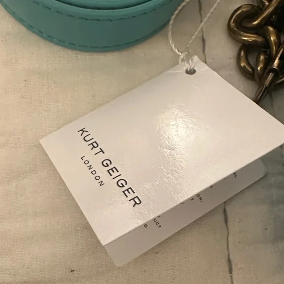 Kurt Geiger Turquoise Quilted Chain Shoulder Bag - Picture 2 of 12